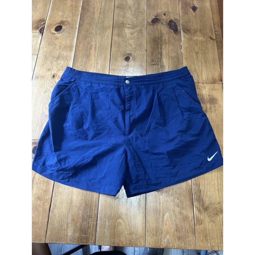 Vintage Nike Men's XL Navy Blue Activewear Shorts Elastic Waist Drawstring